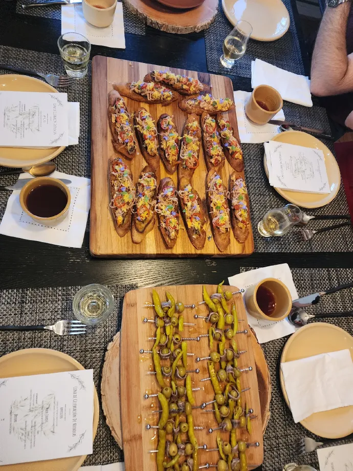 Gildas skewers and sardines on toast